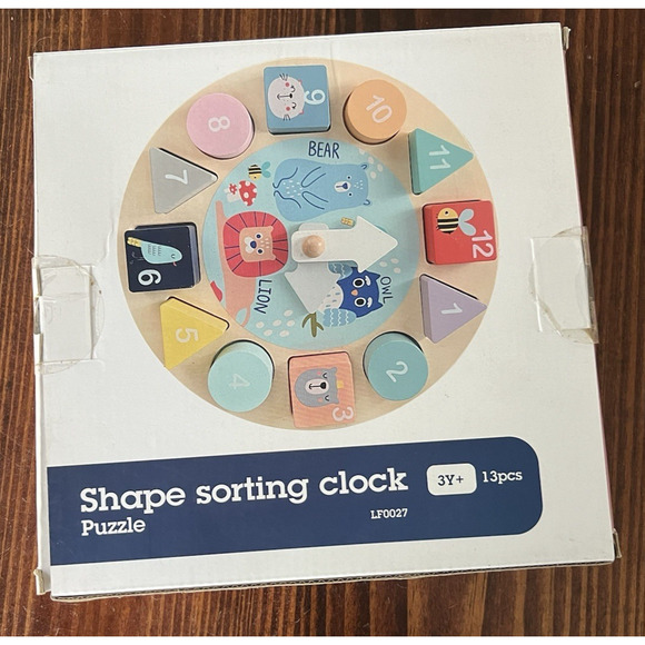 LEO & FRIENDS Shape Sorting Clock - Removable Number Blocks Educational Toy NEW - Picture 7 of 8